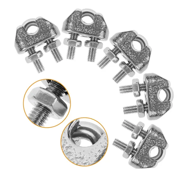 10Pcs High Strength 304 Wire Rope Clips U-Shaped Cable Clamps for Wire Locking Line Tensioning Guardrail Installation Rope
