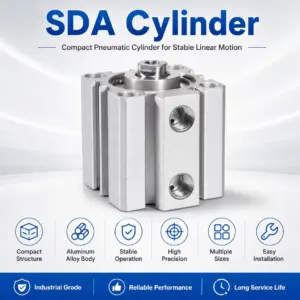 Pneumatic Cylinder SDA 12/16/20/25/32/40/50/63/80/100 Bore Series Double Acting 5-100mm Stroke Compact Thin Air Cylinders