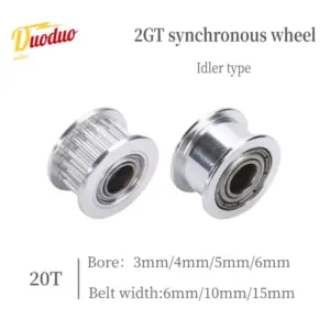 3D Printer Parts GT2 2GT Timing Pulley idler pulley Silver 20 Teeth AF Type Bore 3/4/5/6mm For width 6 /10mm Belt 2GT Idler 5PCS