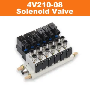4V210-08 Valve Island Pneumatic Solenoid Valve Manifold 5/2 Way 12V/24V DC 110V/220V AC With Fittings Muffler Air Control Block