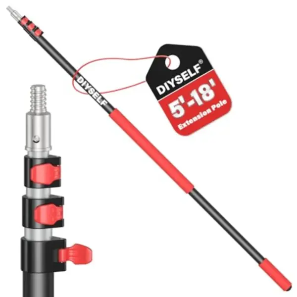 DIYSELF 18 FT Extension Pole 5.2-18 Ft Adjustable Telescoping Pole with Aluminum Handle Paint Roller Extension Pole for High Re