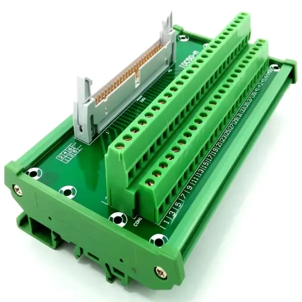 IDC50 2x25 Pins 0.1" Male Header DIN Rail Mounted Interface Module Terminal Block Connector.