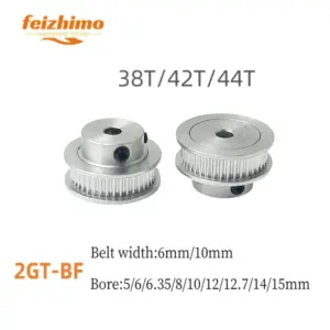 3D Printer Parts GT2 Timing Pulley 2GT 38T/42T/44T Tooth Teeth Bore 4/5/6/6.35/8/10-15mm Synchronous Wheels Width 6mm/10mm Belt
