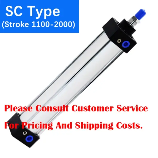 SC40/50/63/80/100/125/mm Bore Double Acting Standard Air Pneumatic Cylinder 1100/1200/1300/1400/1500/1600/2000mm Long Stroke