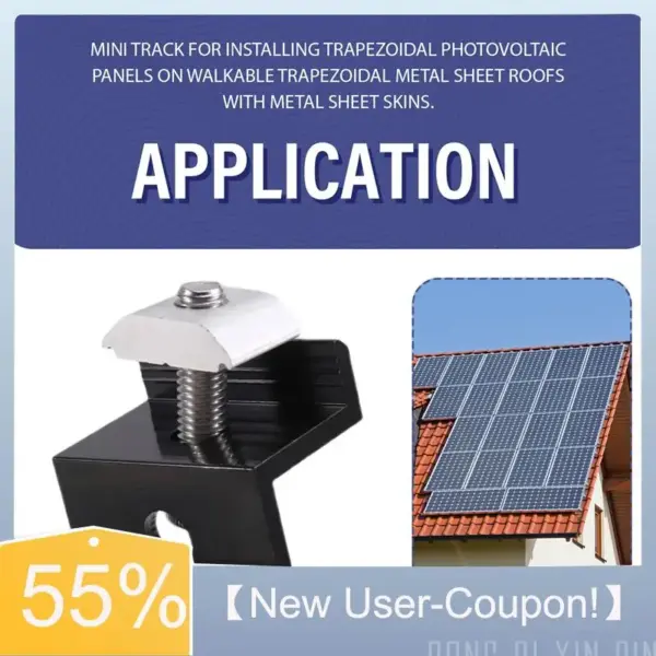 A81M New- 12Pcs Aluminum Trapezoidal Roof Solar Panel Mounting Brackets With PV Rails And Clamps Kit