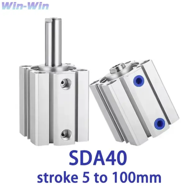 SDA Pneumatic Cylinder SDA40  Bore Series Double Acting 5 10 15 20 25 30 35 40 45 50mm Stroke Compact Thin Air Cylinders