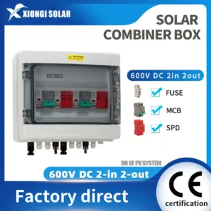 XIONGISOLAR High-quality 600V PV combiner box 2 in 2 out DC DB with Fuse MCB SPD for Solar Panel Solar Disconnect Switch