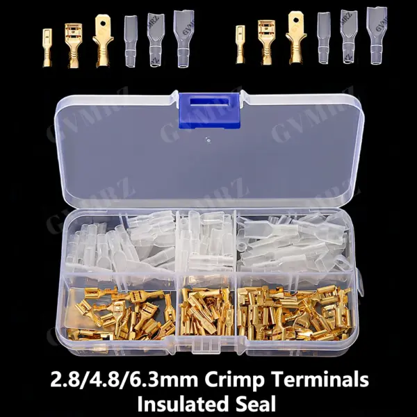 150PCS/box 2.8/4.8/6.3mm Crimp Terminals Insulated Seal Electrical Wire Connectors Crimp Terminal Connector Assortment Kit 6.3mm