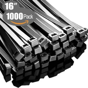 Zip Ties 16 inch(1000 Pack), 60 lb, Black Cable Ties, UV Resistant Wire Ties for Indoor and Outdoor Use,