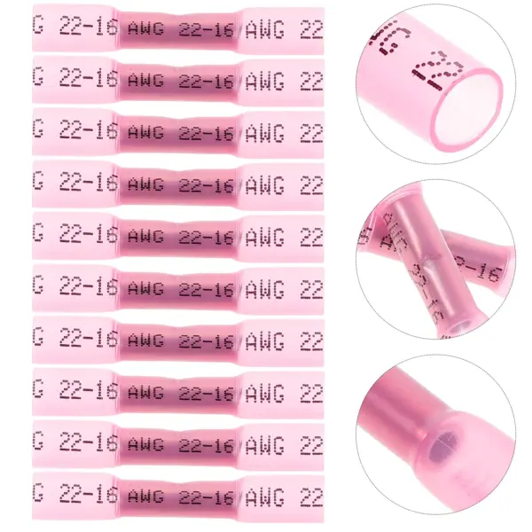 200Pcs Heat Shrink Butt Connectors Heavy Duty Copper Core Insulated Wire Splice Connectors for Automotive Marine Electrical Use