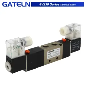1/4" 4V230C-08 4V230E-08 4V230P-08 5 Way 3 Position Pneumatic Solenoid Valve  Double Coil DC12V DC24V AC220V
