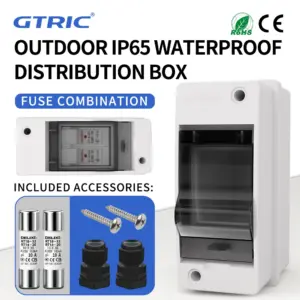 GTRIC HT IP65 Outdoor Electrical Distribution Box 2ways RT18-32X 1P Fuse Fusible Core Kit 500VAC 2-32A PC Junction Wire Box