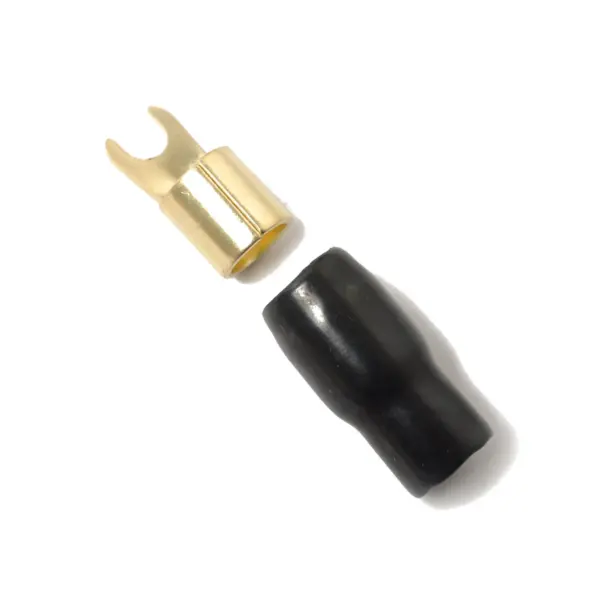 10Pairs Gold Plated Copper 4Ga Fork Terminals Spade Connectors for Speaker Wire Audio Systems Crimp Barrier Spades Crimp