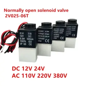 2V025-06T Normally Open 12V Solenoid Valve 1/8" 24V 110V 220V 380V 1 Way Valve Pneumatic Valves for Water Air Gas Two-way