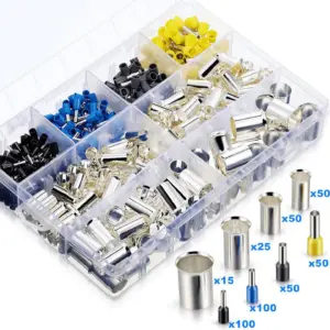 390 440 pcs  EN/IEC Certified Wire Ferrules Kit, Crimp Terminal Connectors, AWG 2/0-16 (2/0, 1/0, 2, 4, 10, 12, 14, 16)