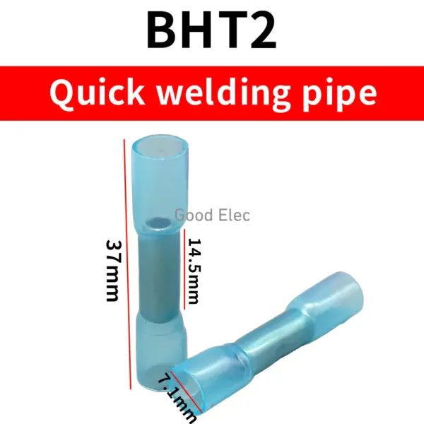 50PCS Blue  BHT-2 Shrinkable Butt Waterproof Connector Splice Butt Heat Shrink Tube Joint and Connectors,16-14AWG 1.5-2.5MM²