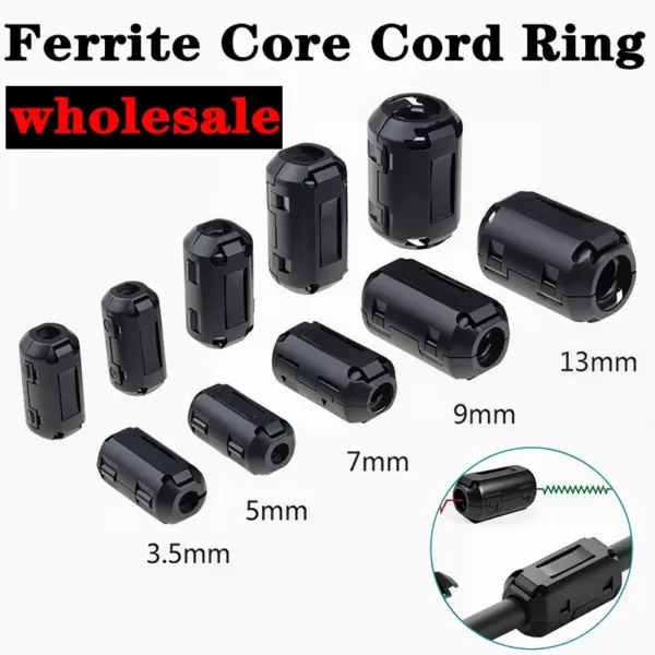 10Pcs 3.5/5/7/9/13/15mm Ferrite Core Cord Ring Durable Noise Suppressor for Power Cords & Video Cables Choke Clip Cables Tools