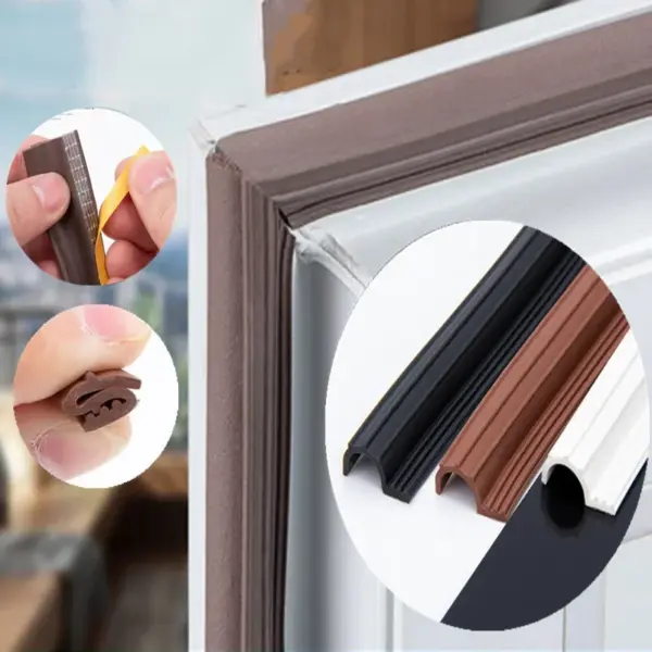 S Type Weather Stripping 3M Self Adhesive window sealing strip Silicone Rubber Seal Soundproof Foam Tape window Door Gap Filler