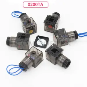 DIN43650A Hydraulic Solenoid Valve Plug Junction Box With Light 220v 24v Transparent Brown 0200ta Pneumatic Accessories