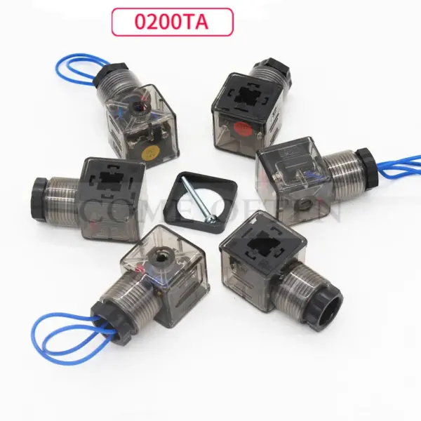 DIN43650A Hydraulic Solenoid Valve Plug Junction Box With Light 220v 24v Transparent Brown 0200ta Pneumatic Accessories
