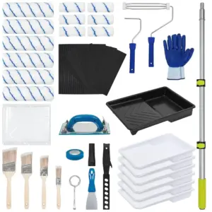 54 PCS Paint Roller Kit with Extension Pole, All-in-One Painting Supplies & Repair Set for Home DIY - Includes 4” & 9” Roller