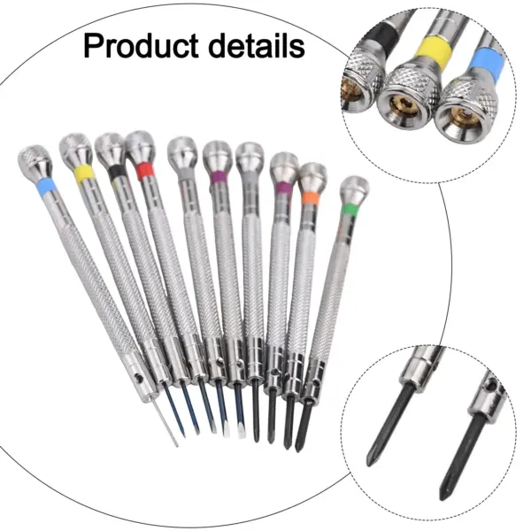 13PC 0.6-2.0mm Slotted Cross Screwdriver Set Professional Watchmakers Watch Repair Screwdrivers Tool Kit Slot Straight Flat Head