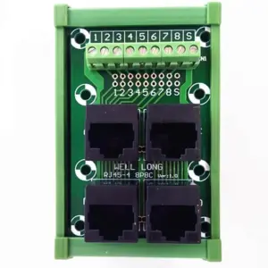 DIN Rail Mount  RJ45  Module,Unshielded RJ45 8P8C Jack 4-Way Buss Breakout Board, Terminal Block, Connector.