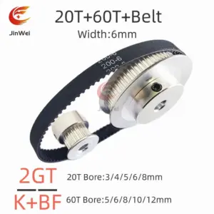 60T 20Teeth 2GT Pulley Belt Kit Belt Width 6mm Reduction 3:1 Bore 3~14mm 3D Printer Synchronous Wheels 2M GT2 Timing Pulley Set