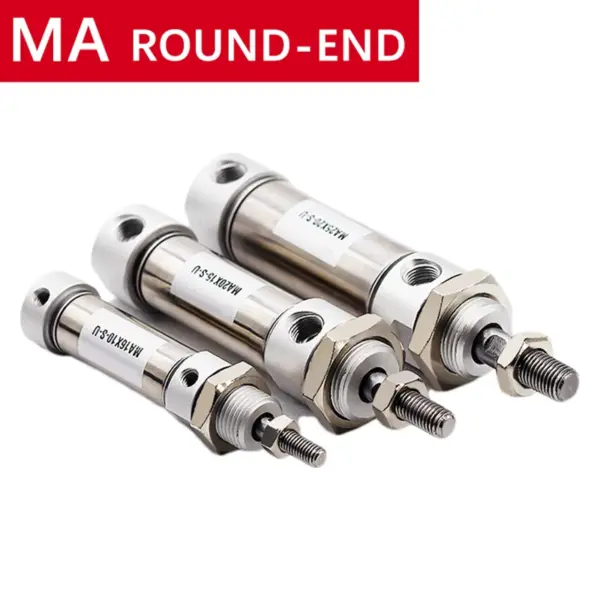 Mini Pneumatic Air Cylinder MA16/20/25-25X50*75X100*125X150X200S-U Round-End Stainless Steel Double Acting