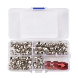 AB11-61Pcs/Set Grease Fitting Pack M6/M8/M10 Metal Nipple Mechanical Lubrication Part Grease Nipple Fitting Assortment Kits
