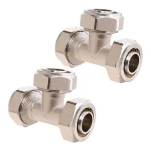 -November Air Line Fittings- 2PCS 3/4" Tee Pipe, 3/4" Tubing X 3/4" Tubing X 3/4" Tubing, 200PSI Pressure
