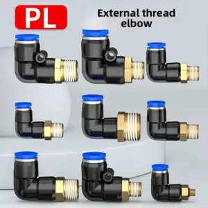 40Pcs PL Elbow Pneumatic Fitting 1/8 1/4 3/8 1/2 BSP Male Thread Connector L Shape Push In Hose OD 6mm 8mm 10mm 12mm 14mm 16mm