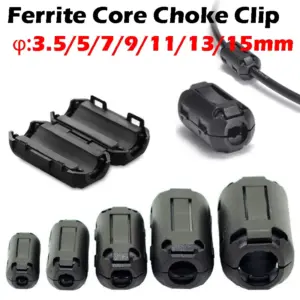 3.5/5/7/9/13/15mm Ring Core Ferrite Bead Clamp Choke Coil EMI RFI Noise Filter Clip Snap Cable Connector Cable Connector Filters