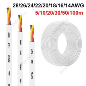 2 3 4 Core Tinned Electrical Wire 28 26 24 16 14 18 22 20 AWG Round Cable For Automotive LED Strip Lighting Speaker Audio Marine