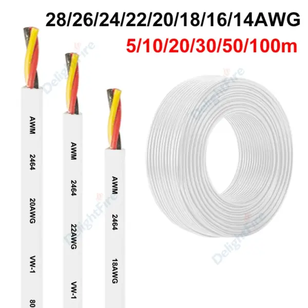 2 3 4 Core Tinned Electrical Wire 28 26 24 16 14 18 22 20 AWG Round Cable For Automotive LED Strip Lighting Speaker Audio Marine