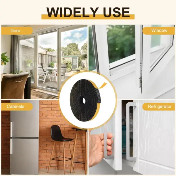 Weather Stripping Foam Tape, Door Seal Strip, EVA Material, No Residue Adhesive, Weatherproof Door Seal Strip for Sliding Door