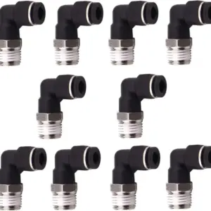 10 Pack Push to Connect Air Fittings 90 Degree Pneumatic Tube Fitting Male Elbow 1/4" Tube OD x 1/4" NPT Thread