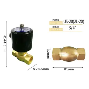 High Quality 3/4" High Temperature Steam Valve Pneumatic Solenoid Aluminum Valve Copper Water ValveUS-20 (2L-20)