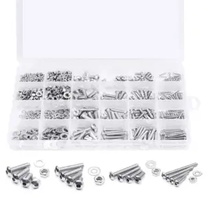 Stainless Steel Screw Button Round Pan Head Screws Hexagon Socket Screw Bolt Nut Washer Set Box Kit Hexagon Socket Screw