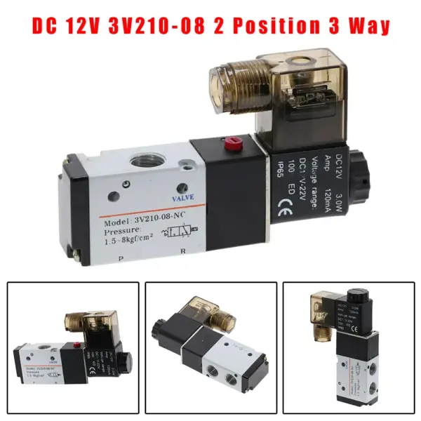 High Quality High quality Solenoid Valve Pneumatic 110*65*22mm Accessories Metal+Plastic 3 Way 3V210-08 DC 12V