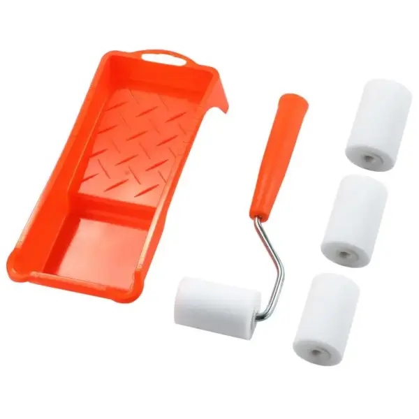 6Pcs 2 Inch High Density Foam Mini Paint Roller Set, Disposable Paint Tray Liner Home Wall Painting Decoration Tools