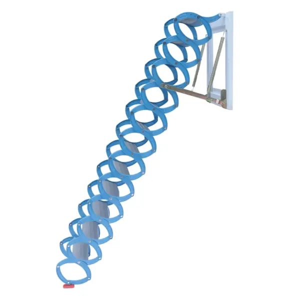 Pull Down 12 Steps Attic Stairs, Alloy Attic Access Ladder, Blue Pulldown Attic Stairs, Wall-mounted Folding Stairs for Attic