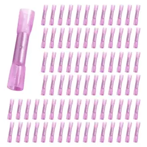 AT43-Marine Grade Insulated Wire Connectors Electrical Crimp Terminals Heat Shrink Butt Connectors Waterproof For Boat 100Pcs