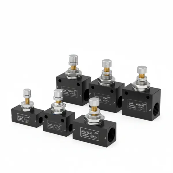 One way throttle valve with one inlet and one outlet RE/01/02/03/04 gas valve ASC100 adjustable flow control valve