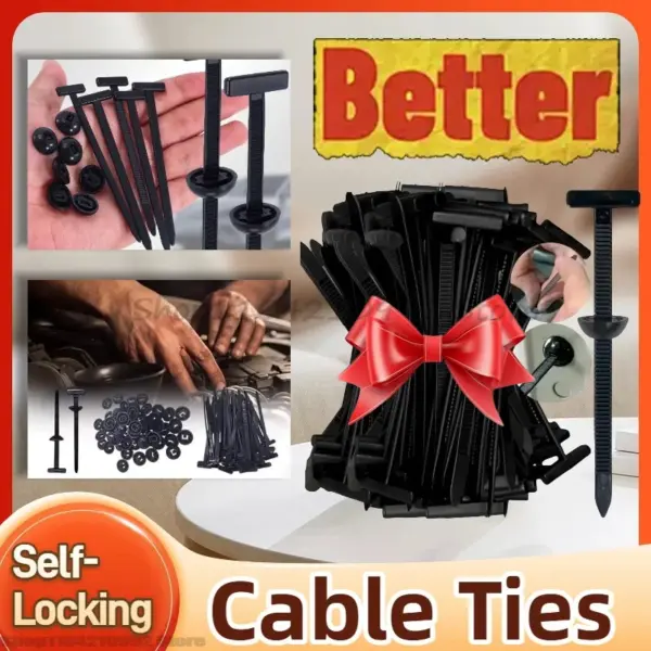 Nylon Universal Cable Tie Buckle-Heavy Duty Zip Ties Holder with Pin & Button Design Plastic Cable Ties Tool Fasteners Car Body