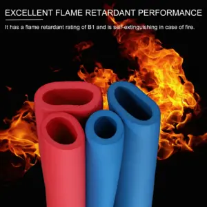 1/2Pc 1.8/2m Blue Rubber Foam Insulation Pipe Fire Retardant Antifreeze Sleeve For Air Conditioning Winter Water Pipe Insulation