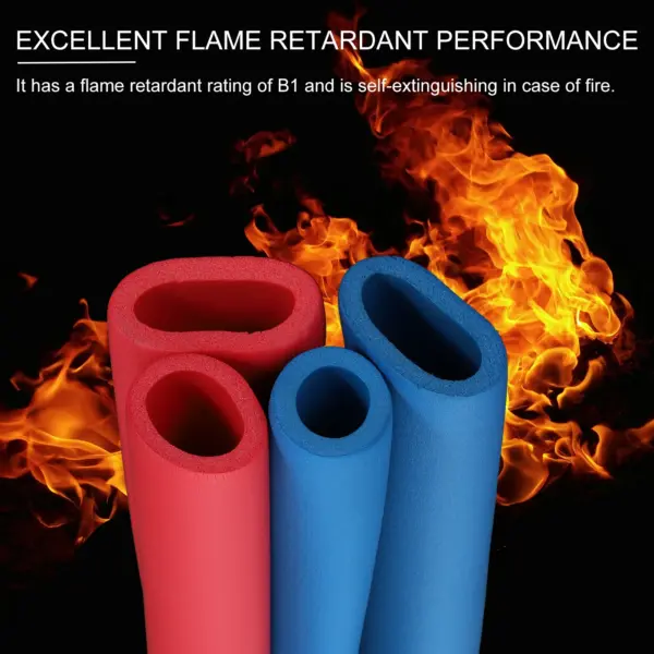 1/2Pc 1.8/2m Blue Rubber Foam Insulation Pipe Fire Retardant Antifreeze Sleeve For Air Conditioning Winter Water Pipe Insulation