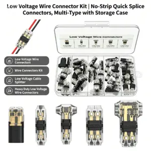 48/100Pcs Low Voltage Wire Connectors Kit 22-18 AWG Solderless No Stripping Fast Splice Electronic Terminals 2 Pin T Tap Shape