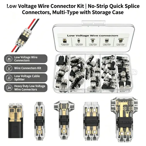 48/100Pcs Low Voltage Wire Connectors Kit 22-18 AWG Solderless No Stripping Fast Splice Electronic Terminals 2 Pin T Tap Shape