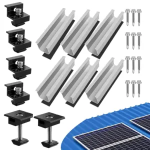 12Pieces Solar Panel Module Aluminum Bracket Rail Bracket Rail Bracket Trapezoidal Sheet Flat Roof PV Mounting Rail Support